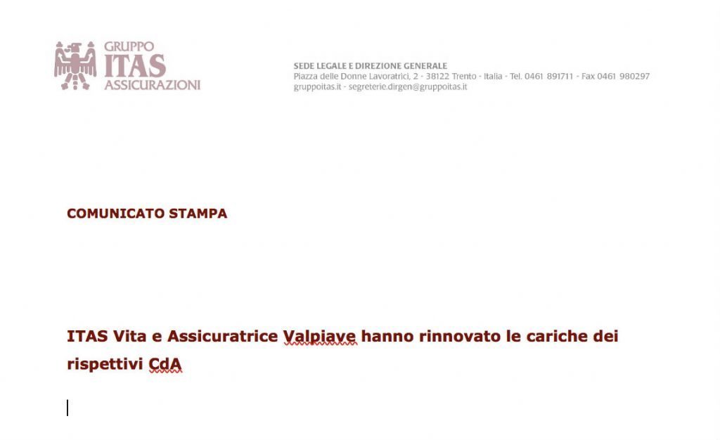 ITAS VITA E Assicuratrice Valpiave
